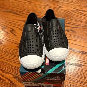Skechers Boy’s Foamies Black and White Slip-On Sneakers